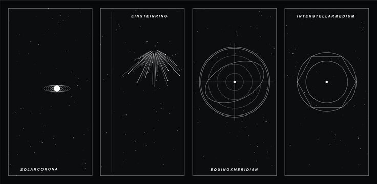 Minimalist Cosmic Orbit and Pulsar Line Art

