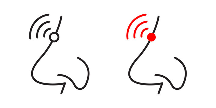 Nose pain icon flat outline in black