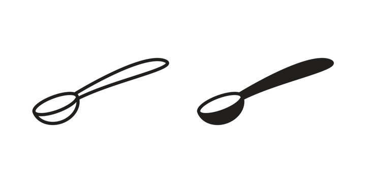 Spoon icon flat outline in black