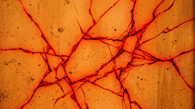 Abstract red halation film texture with cracked surface and grunge overlay