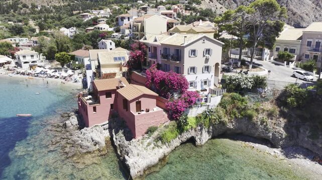 Assos, Kefalonia, Greece, aerial drone view