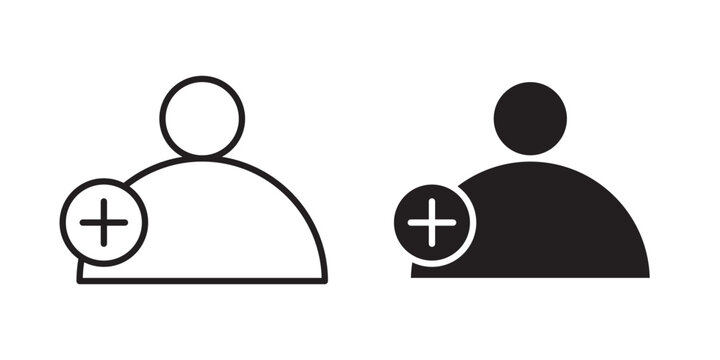 User add icon flat outline in black