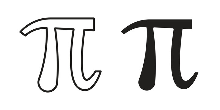 Pi icon flat outline in black