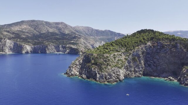 Assos, Kefalonia, Greece, aerial drone view