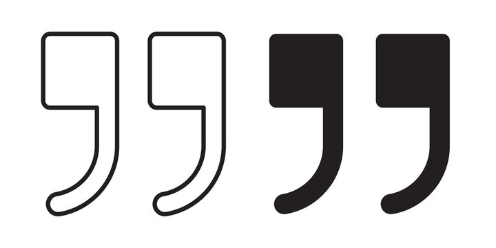 Quote right icon flat outline in black