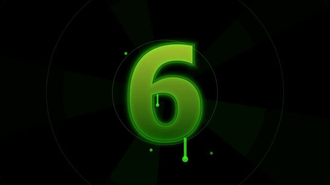 Countdown timer from ten to one with glowing green numbers and dripping effect.