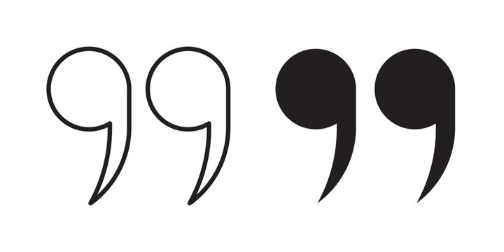Quote right icon flat outline in black