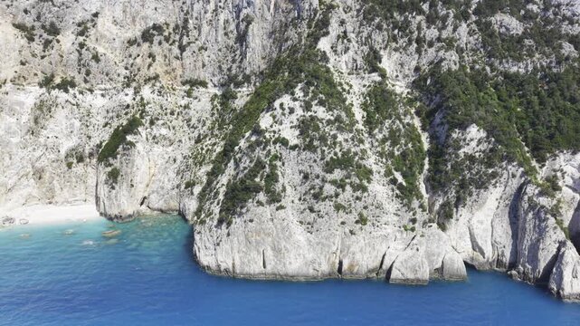 Cape Lefkatas, Lefkada, Greece, aerial drone view, Doukato, lighthouse
