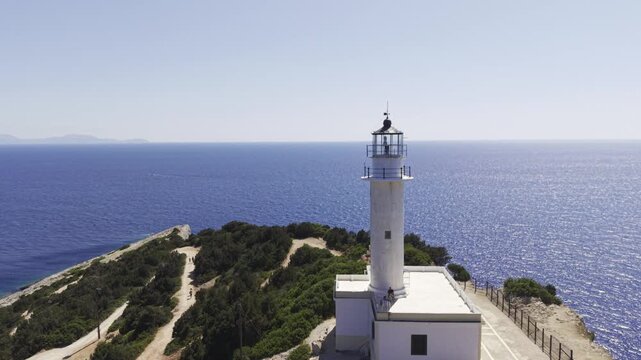 Cape Lefkatas, Lefkada, Greece, aerial drone view, Doukato, lighthouse