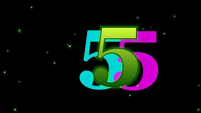 Countdown with dripping toxic green numbers in slow motion on black background.