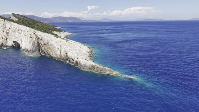 Cape Lefkatas, Lefkada, Greece, aerial drone view, Doukato, lighthouse