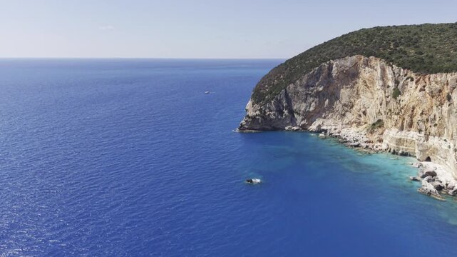 Cape Lefkatas, Lefkada, Greece, aerial drone view, Doukato, lighthouse