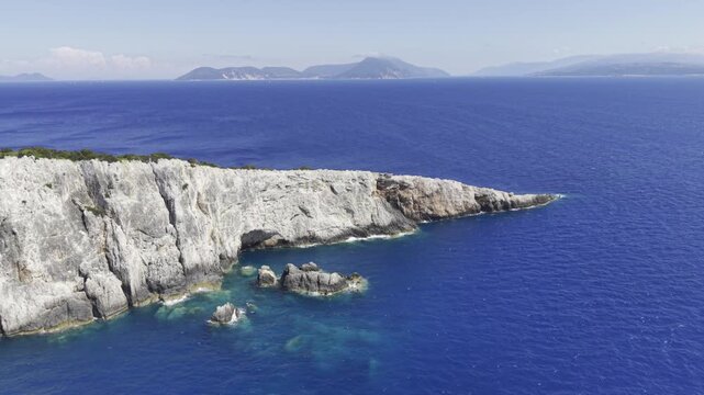 Cape Lefkatas, Lefkada, Greece, aerial drone view, Doukato, lighthouse