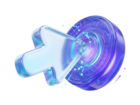 Futuristic blue glowing cursor isolated on transparent background