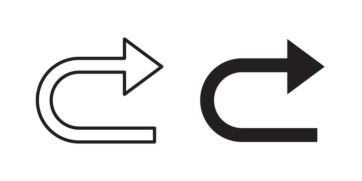 Redo icon flat outline in black