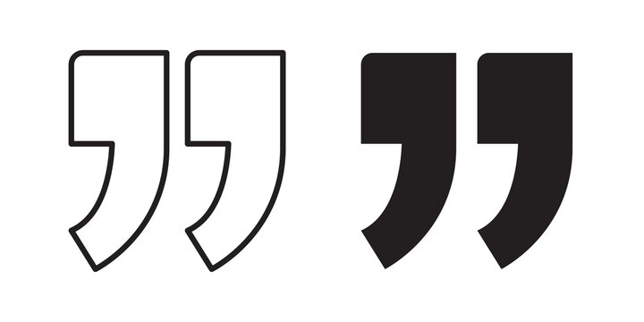 Quote right icon flat outline in black
