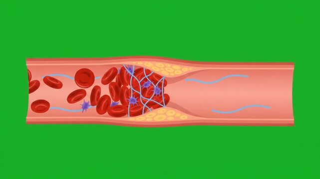 Blood clot thrombosis animation chroma key