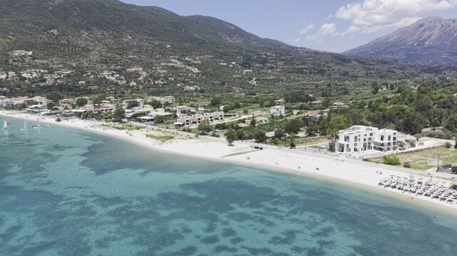 Vassiliki, Lefkada, Greece, aerial drone view,