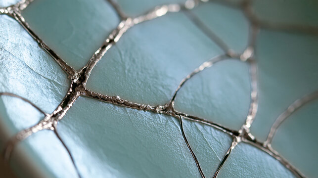 Kintsugi Ceramic Detail with Gold Repaired Cracks