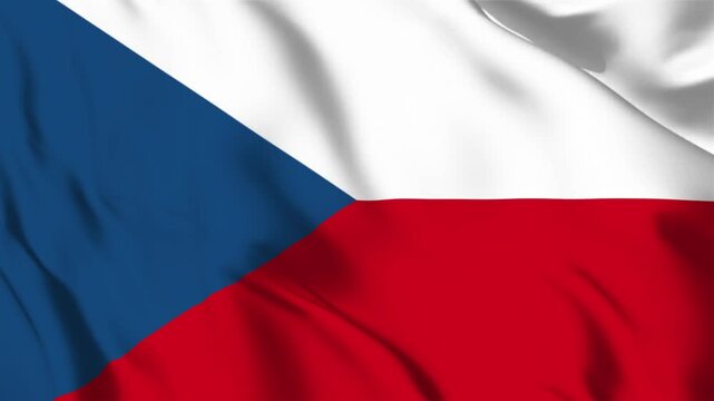 Waving Flag of the Czech Republic with Blue Triangle and White and Red Horizontal Stripes national symbol