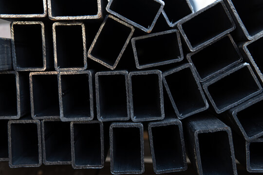 Heavy industrial steel beams close up