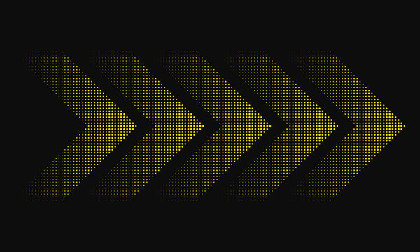Five Yellow Linear Halftone Dot Chevrons
