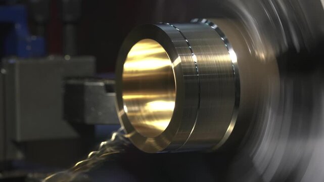 the process of manufacturing a metal part from a brass blank on a CNC lathe using drills and cutting tools