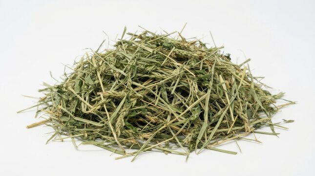 A small pile of dry green hay and straw
