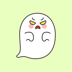 Fototapeta premium Angry Ghost Character With Furrowed Eyebrows