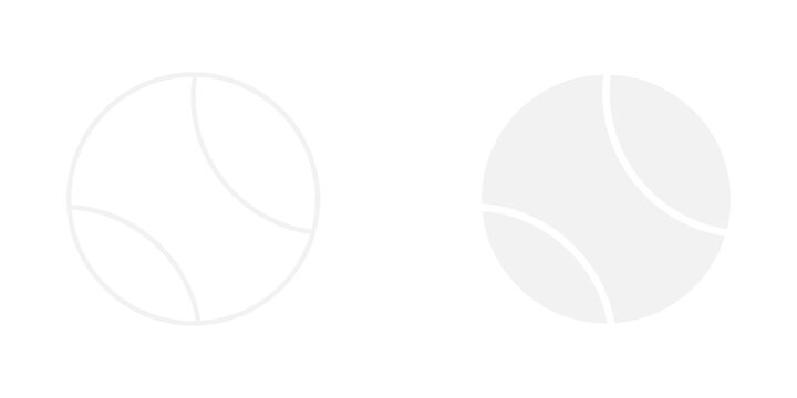 Tennis ball icon set in two styles with outline and filled flat design