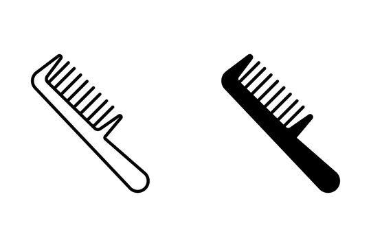 Black and white hair comb icons set for salon and beauty design