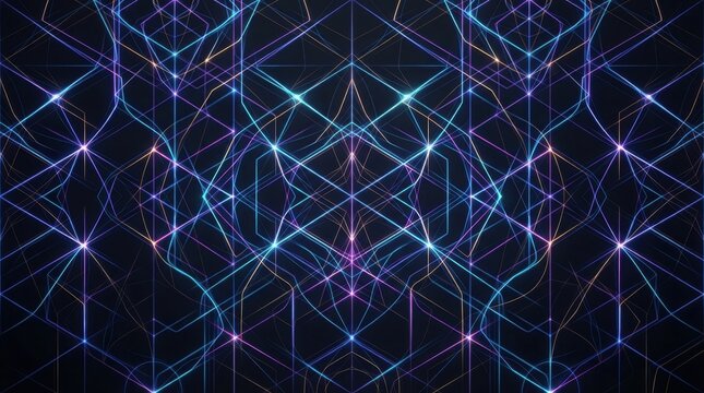 Abstract futuristic neon light pattern with glowing geometric lines