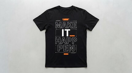 Obraz premium Black t-shirt with make it happen motivational quote design