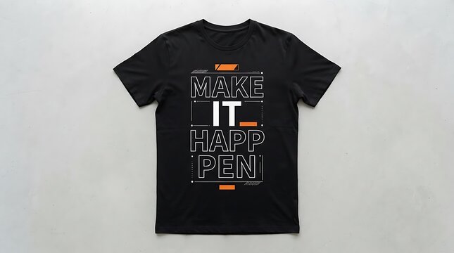 Black t-shirt with make it happen motivational quote design