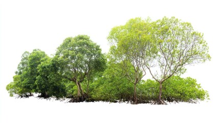 Naklejka premium Group of different trees forest vegetation background.