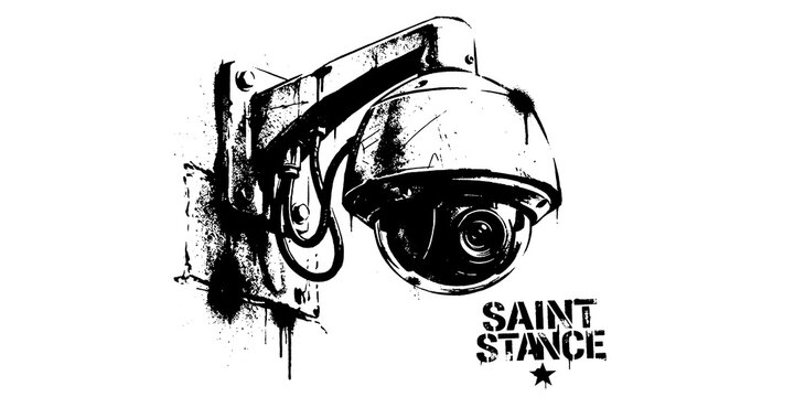 Black and white surveillance camera icon security concept texture design with cctv texture deisng