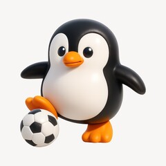 Fototapeta premium Penguin playing soccer illustration.