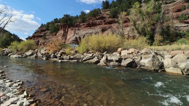 View Of San Miguel River Near Highway 149 In Colorado Fall Time
