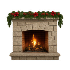 Obraz premium PNG Festive stone fireplace decoration