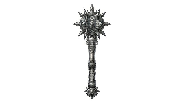 Medieval spiked ball weapon illustration