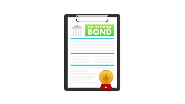 Government bond certificate animation for financial investment