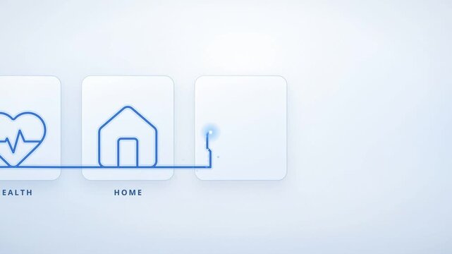 One continuous line drawing insurance icons for health, home, family, auto, travel and savings under a shield