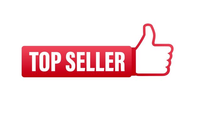 Animated top seller red button with thumb up