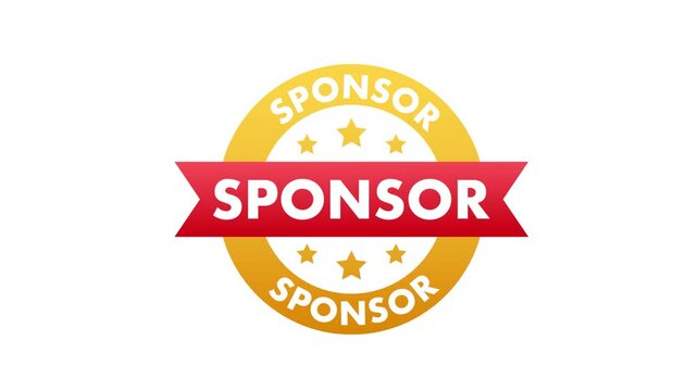 Animated sponsor red label stamp on white background