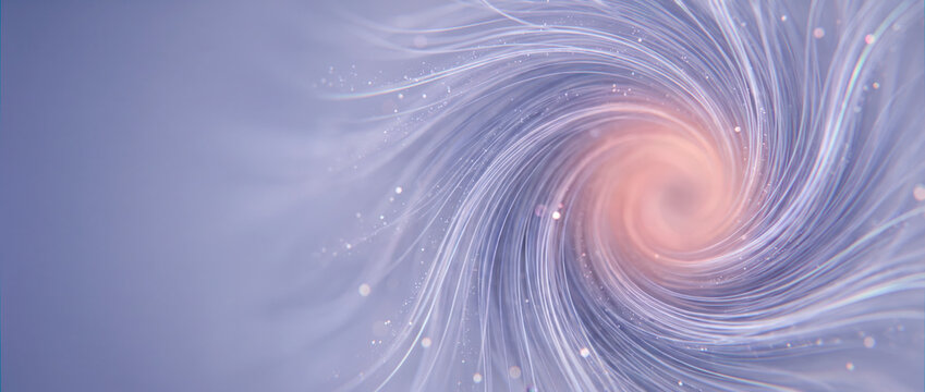 Luminous spiral vortex swirling toward warm glowing center with sparkling particles