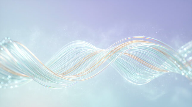 Flowing wavy light ribbons crossing in rhythmic sine wave pattern design