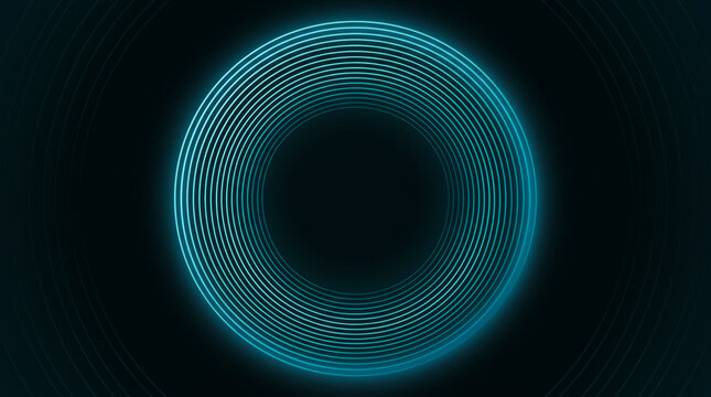 Futuristic glowing teal concentric circles forming digital radar pattern