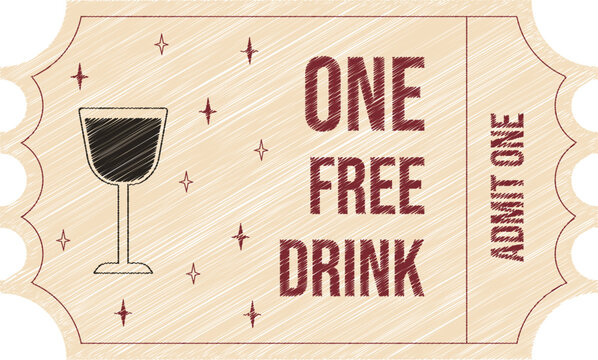 Free drink ticket with scribble effect.