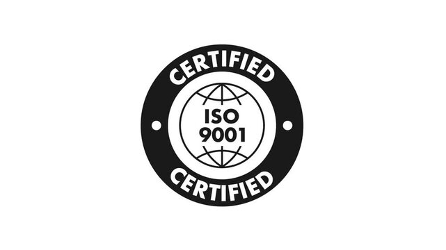 Certified ISO 9001 quality management stamp animation