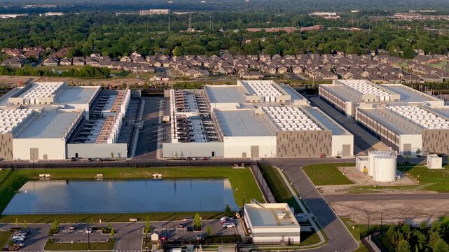 Aerial view of a hyper scale data center complex in Ohio